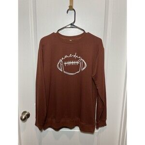 Game Day Sweatshirt Large Crewneck Womens Brown‎ L Football Tailgate